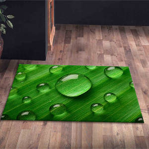 Tapis imprimé - Vert, Goutte d'eau, Style campagnard, Floral, Personnalisé, Tendance, Botanique, Intérieur, Pour l'inauguration de la maison, Tapis à poils doux - Product Image 5