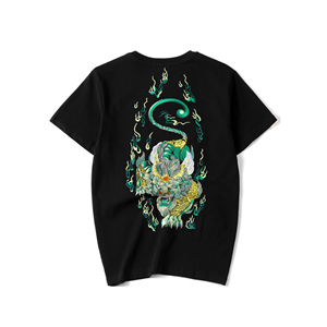 เสื้อยืดแขนสั้นสองชั้นสำหรับผู้ชายผ้าคอตตอนหนาปักลายกราฟิกแบบกำหนดเอง - Product Image 6