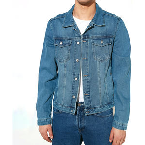 Veste en jean streetwear décontractée pour hommes en gros avec jeans techniques de lavage d'hiver à la mode imprimées de logos personnalisés - Product Image 2