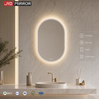 Miroirs de salle de bain ovales avec cadre en aluminium soudé, anti-buée, éclairage LED, fabrication sur mesure OEM ODM, rétroéclairage et éclairage frontal