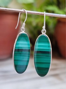 Boucles d'oreilles pour femme Cadeau de fiançailles classique Malachite 925 Boucles d'oreilles pendantes en argent sterling massif pour cadeau de mariage Bijoux de cadeau - Product Image 4