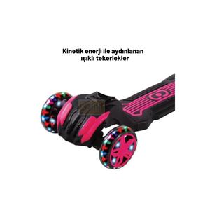 Trottinette pour enfants unisexe à 3 roues avec lumières LED, klaxons, siège réglable en hauteur, design pliable, pour les enfants de 3 à 7 ans - Product Image 3