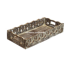 Vajilla Bandeja de madera para servir Bandeja de chocolate hecha a mano de buena calidad Bandeja de madera con estilo clásico para servir - Product Image 5