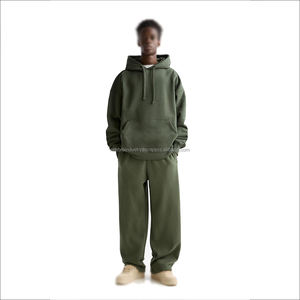Chándales holgados de calidad superior OEM, Sudadera con capucha de lana gruesa, pantalones de chándal de fondo ancho, conjunto de 2 piezas, chándales holgados de gran tamaño personalizados - Product Image 1