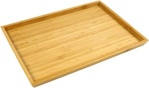 Bandeja de servir de madera de bambú indio clásico ecológico con asas organizador de mesa de comedor y cocina natural para fiestas - Product Image 2