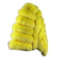 Blouson Bomber d'Hiver Grande Taille Femme OEM le Plus Vendu, avec Col en Fourrure de Renard Jaune, Chauffant, Respirant, Écologique, Coupe-Vent, Uni