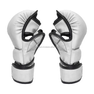 Dwelt Gears Elite MMA Fight Gloves PU Leather <b>Open</b> Finger Hook Loop Closure Customizable Professional UFC Training Gloves - Product Image 2