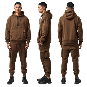 Conjunto Deportivo Personalizado de Algodón Grueso Estilo Utilitario, Sudadera con Capucha Extra Grande y Pantalones Jogger, Ropa OEM - Product Image 3