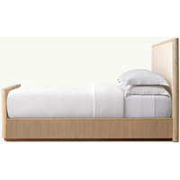 Meubles en bois massif modernes, lit double en bois, lit king size, lit avec panneau en tissu et pied de lit