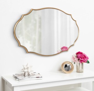 Modern <b>Gold</b> Square Art Deco Wall <b>Mirror</b> Metal Frame Wedding Bathroom Decor Elegant Finish - Product Image 4