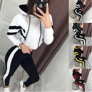 Ensemble deux pièces Automne Street-wear Survêtements pour femmes Ensemble 2 pièces personnalisé Survêtement pour femmes Sweat à capuche à manches longues Sports élastiques - Product Image 5