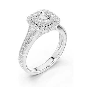 Bague de fiançailles halo en diamant de laboratoire 1,306 CT pour femme, clarté VVS-VS EF, or 18 carats, 14 carats, 10 carats et argent 925, rose, jaune - Product Image 4