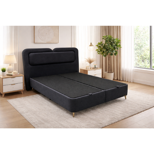 Ensemble de lit Mundo personnalisable, rembourré, durable, avec base de rangement et tête de lit relevable, confortable, bleu marine, pour chambre à coucher, vente en gros et exportation - Product Image 1