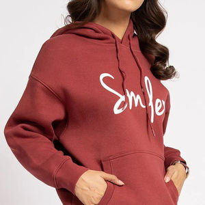 Wholesale Winter Cotton Fleece Pullover <b>Women's</b> <b>Hoodie</b> Solid Color Custom Logo Front Hooded Collar Eco-Friendly - Product Image 2