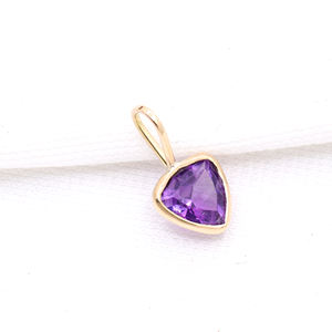 Améthyste naturelle trillion de pierres précieuses 14k or jaune massif fait à la main femmes pendentif bijoux pour la vente en gros - Product Image 1
