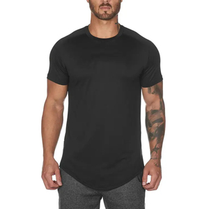 T-shirts à ourlet incurvé pour hommes, T-shirts doux à ourlet incurvé, T-shirts de fitness en coton peigné et élasthanne, T-shirts de sport pour la gym - Product Image 1