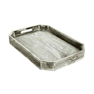 Bandeja de servicio de diseñador de madera natural, aspecto natural, tecnología artesanal decorativa - Product Image 1