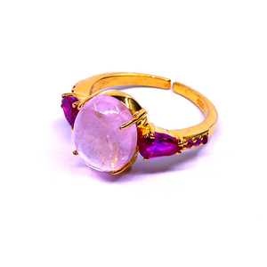 แหวนเงินแท้แบบปรับได้ทันสมัย925สุดหรูแหวนหมั้นชุบทองอัญมณีมอร์แกไนท์แหวนแฟชั่นคลาสสิก - Product Image 2