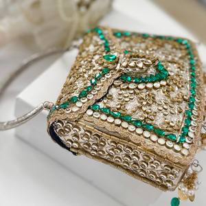 Pochette mosaïque pour femme, élégante pour les soirées et les cocktails, pochette mosaïque indienne faite à la main multicolore - Product Image 2