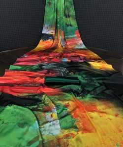 Sari indien Katan, dernière création de designer, pour les fêtes, les mariages, les femmes, en soie georgette, broderie, avec blouse, ethnique - Product Image 5