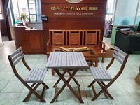 Set Meja dan Kursi Bistro Ramah Lingkungan Desain Modern dari Kayu Akasia, Lipat, Furnitur Makan Luar Ruangan Berkualitas Tinggi, Buatan Vietnam