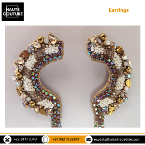 Custom Size & Color Available for Top Notch Quality Handmade Curved C Shaped Mixed Beads With Tassels <b>Earrings</b> for Women - Product Image 5