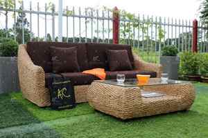 2018 European Design Indoor Wicker <b>Sofa</b> <b>Bed</b> Set Water Hyacinth Furniture for Hotels Villas Apartments - Product Image 3