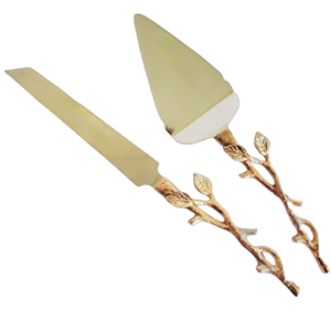 Bright Collection Ensemble couteau et serveur à gâteau 2 pièces en acier inoxydable de meilleure qualité avec vernis mat avec poignée en perles - Product Image 6