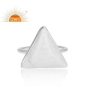 Latest Design Fine Sterling Silver Natural Howlite Gemstone <b>Adjustable</b> <b>Ring</b> Jewelry Manufacturer - Product Image 3