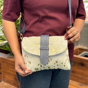 Personalized Luxury Designer Real Cow <b>Hair</b> On Metallic Crossbody Bag <b>for</b> <b>Women's</b> Fashionable Genuine Leather Shoulder Handbags - Product Image 3