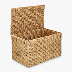 Collapsible <b>container</b> <b>box</b> water hyacinth storage organizer handcrafted lidded basket boxes - Product Image 1