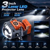 VAHID Lentille de projecteur Bi-LED 3.0 pouces pour rééquipement automobile, 2 lasers 80W/laser, 12V 6000K, Phares LED à faisceau haut et bas, Vente en gros