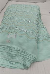 Fox Georgette bordado trabajo tela hacer para vestido de lujo material - Product Image 4