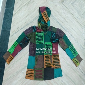 Cotton Winter Jackets with Hoodies From India with Zipper Dyed Cotton Winter Jackets Patchwork Jackets Nepali Jacket - Product Image 2