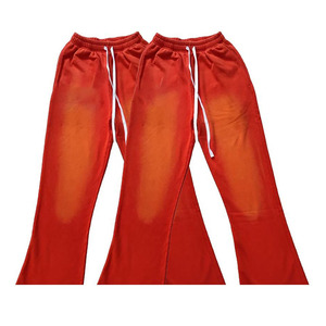 Pantalones acampanados personalizados para hombre 100% algodón Terry Raw Hem Cut Edge Sun Faded Acid Wash Flare Cordón Hombre Pantalón - Product Image 5