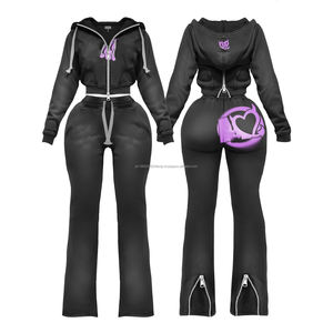 Ensembles de vêtements d'hiver 2 pièces en polaire pour femmes, faible MOQ, vente en gros, survêtement, tenue de yoga, tenue de sport, tenue décontractée, sweat à capuche et pantalon de jogging - Product Image 6