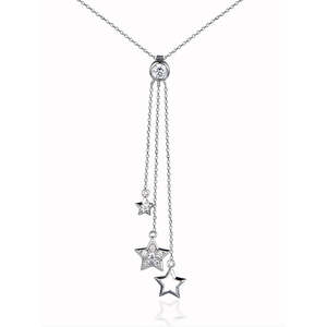 American Three-Row Lariat <b>Necklace</b> with <b>Diamonds</b> in <b>Silver</b> - Product Image 4