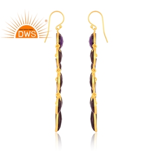 La plata esterlina más vendida 18K chapado en oro Hydro Amethyst Gemstone Dangle Earring Demi Fine Jewelry Manufacturer - Product Image 4
