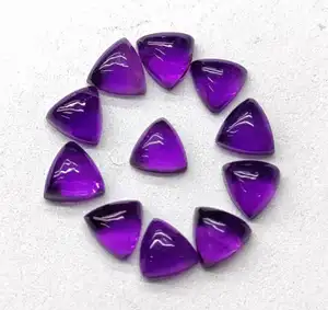 Natural Purple Amethyst Trillion Shape Flat Back Cabochon Gemstone For Jewelry Making High Quality Gemstone Rings Bracelets