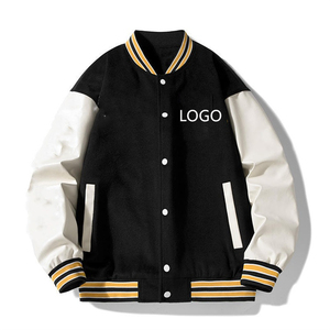Venta al por mayor Lettermen Varsity para hombres cuerpo de chaqueta de lana genuina con brazos de lona estilo universitario Letterman - Product Image 1