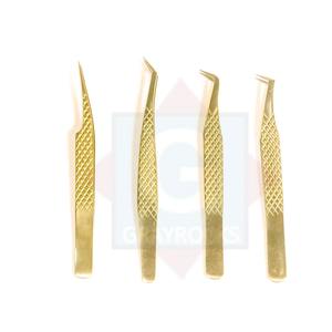 Pince à épiler à pointe en fibre avec logo personnalisé de haute qualité Pince à épiler d'extension de cils en acier inoxydable de marque privée Conception à pointe incurvée - Product Image 1