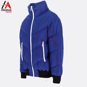 Veste matelassée légère bleue pour homme, col haut coupe-vent, fermeture à glissière complète, coupe-vent confortable pour le printemps et l'hiver - Product Image 5