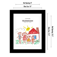 Cadre photo d'illustration pour enfants modifiable en bois noir avec cadre d'art d'enfant en verre de plexiglas pour horizontal et vertical