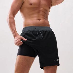 Short de basket-ball décontracté 2 en 1 pour hommes High Street Short de sport respirant pour la gym avec doublure intégrée Logo personnalisé en toile solide Mid - Product Image 2