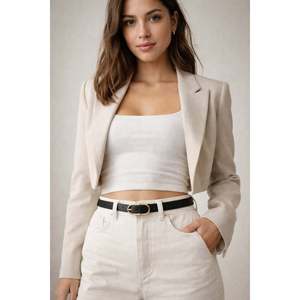 Ceinture fine noire à boucle longue pour femme, ceinture pour veste, ceinture pour chemise, ceinture pour robe KMR003 - Black2 - Product Image 2