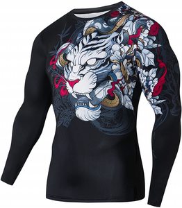 Customized Color Long Sleeve <b>Rash</b> <b>Guard</b> for <b>Men</b> Polyester MMA Jiu Jitsu Training Rashguard - Product Image 1