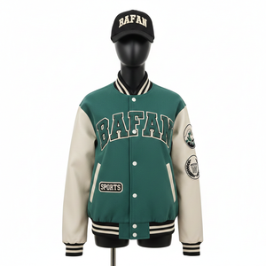 Veste universitaire pour femmes en mélange de laine avec panneaux en cuir PU, logo en chenille personnalisé, design bleu sarcelle et crème, vestes universitaires pour femmes - Product Image 6