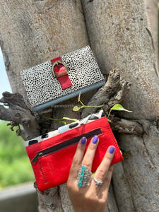 Bolso de mano de piel con estampado de animales reciclado hecho a mano para mujer, elegante monedero multiusos de Color rechoncho, tarjetero para mujer, billetera de moda - Product Image 5