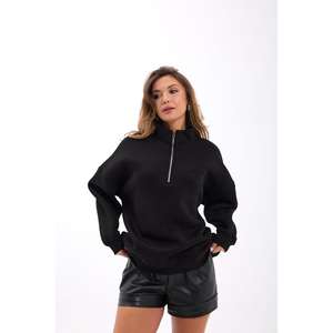 Sudadera Extra Grande 7523 en Tejido de Punto Negro con Función Antipilling - Product Image 2