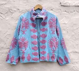Handmade Boho Quilted Winter <b>Jacket</b> for <b>Women</b> 100% Cotton with Floral Suzani Embroidery Wool Lining Indian Style Coats - Product Image 1